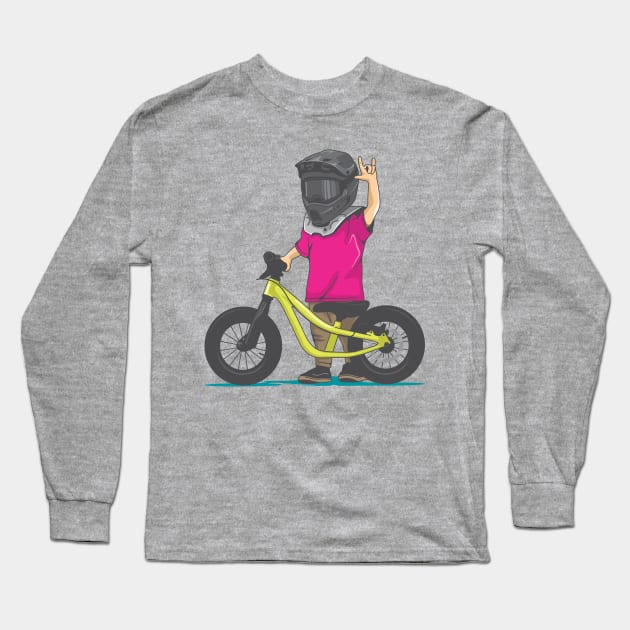 kid ride a push bike Long Sleeve T-Shirt by savya std22